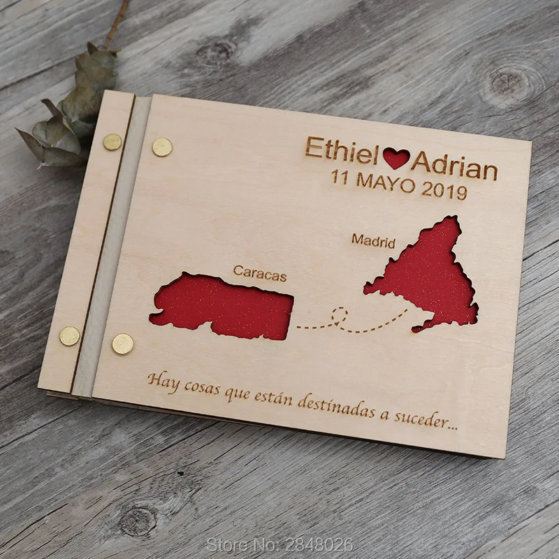 Custom Star Map - Harita kazınmış düğün ziyaretçi defteri, Özel