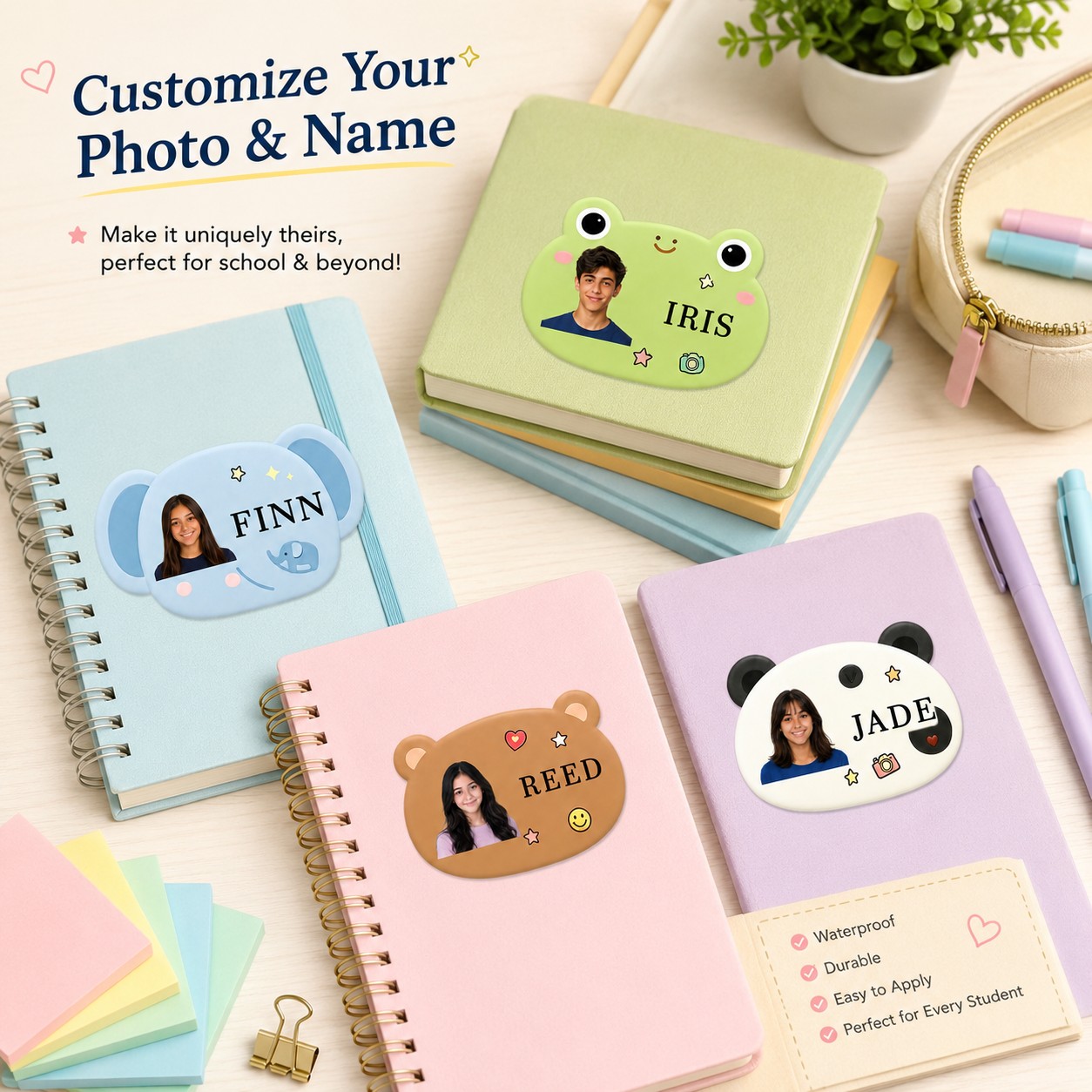 Custom Photo Book - Kişiselleştirilmiş Fotoğraf İsim Etiketleri, Sevimli Hayvan