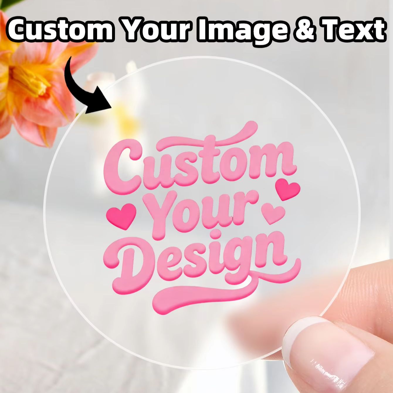Personalised Candle Label - 1-90 adet özel yuvarlak şeffaf çıkartmalar