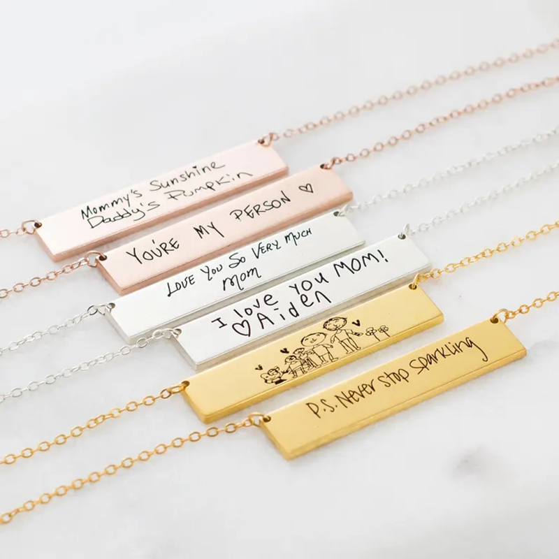 Özel el yazısı adı Bar kolye k - Handwriting Necklace Bar incelemesi ve fiyatı